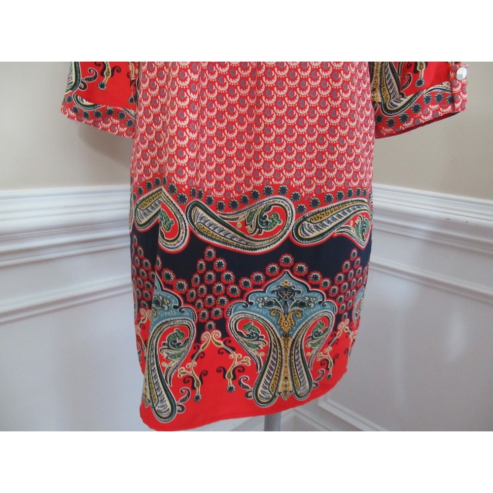 Peach Love Small Dress orange-red blue print paisley 3/4 Sleeve Lined Women USA - Picture 6 of 12